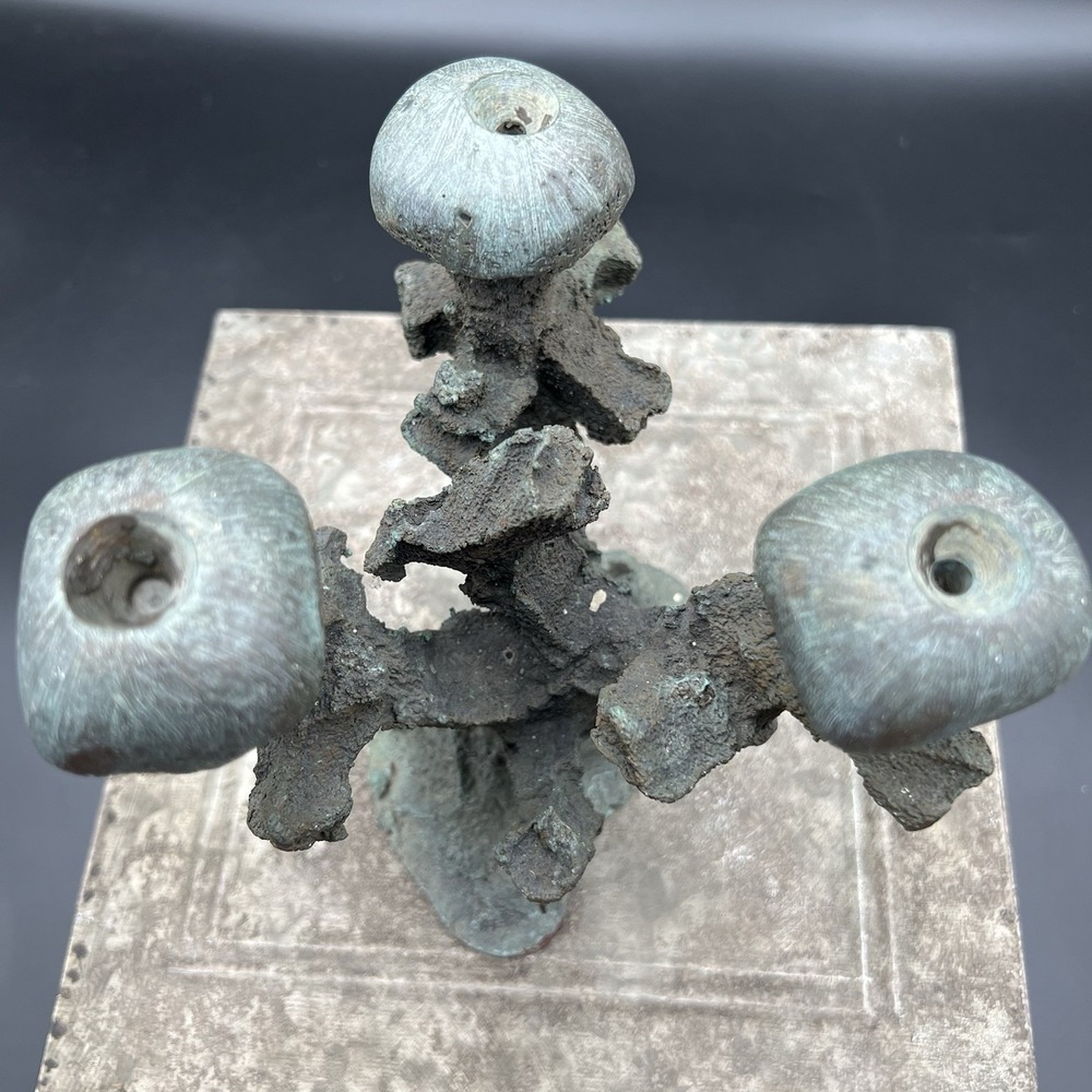 Vtg Brutalist Cast Bronze Mushroom Sculpture 6.5" Mid Century Organic Art MCM - Picture 12 of 12